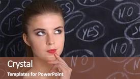  Presentation with yes - Slide deck enhanced with student elections - thinking young woman with yes background and a coral colored foreground