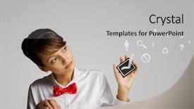  Presentation with black woman - PPT theme consisting of student elections - young woman holding black card background and a light gray colored foreground