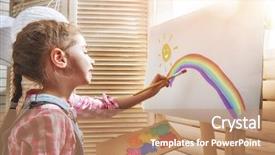  Presentation with sound pain child - Audience pleasing slides consisting of student engagement - happy little child draws paints backdrop and a  colored foreground