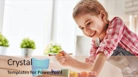  Presentation with sweet - Audience pleasing presentation theme consisting of student engagement - happy little child draws paints backdrop and a coral colored foreground