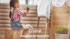  Presentation with sweet - Theme having student engagement - happy little child draws paints background and a coral colored foreground
