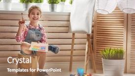  Presentation with sound pain child - Theme enhanced with student engagement - happy little child draws paints background and a coral colored foreground