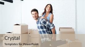  Presentation with young happy couple - Slide set consisting of student engagement - young happy couple moving background and a mint green colored foreground