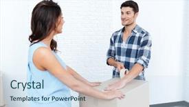  Presentation with married - PPT theme consisting of student engagement - young pretty happy married couple background and a  colored foreground