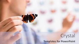  Presentation with student - Amazing PPT theme having student-entomologist-studying-new-species backdrop and a light blue colored foreground