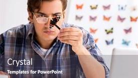  Presentation with butterflies - PPT theme with student-entomologist-studying-new-species background and a tawny brown colored foreground