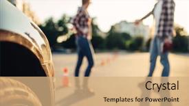  Presentation with drivers - Colorful slide set enhanced with student exam for novice driver backdrop and a coral colored foreground