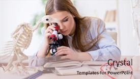  Presentation with lab animal - Colorful PPT layouts enhanced with student examining animal skeleton backdrop and a coral colored foreground
