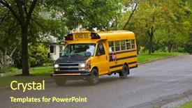  Presentation with america - Audience pleasing presentation theme consisting of student excursion - generic yellow school as found backdrop and a tawny brown colored foreground