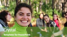  Presentation with teen girls - Cool new PPT theme with student excursion - group of teen girls backdrop and a seafoam green colored foreground