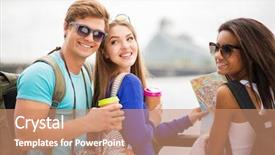  Presentation with tourism river philippines - Presentation theme featuring student excursion - multi-ethnic friends tourists with map background and a  colored foreground