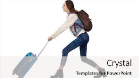  Presentation with smiling little girl - PPT theme having student excursion - young smiling girl with bag background and a white colored foreground