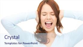  Presentation with bright white - Amazing PPT layouts having student feel bore - bright picture of screaming woman backdrop and a sky blue colored foreground