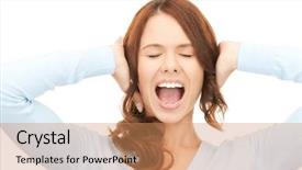  Presentation with bright white - Beautiful slides featuring student feel bore - bright picture of screaming woman backdrop and a coral colored foreground
