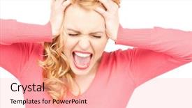  Presentation with bright white - Colorful theme enhanced with student feel bore - bright picture of unhappy woman backdrop and a  colored foreground