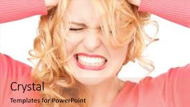  Presentation with bright white - Slide deck consisting of student feel bore - bright picture of unhappy woman background and a  colored foreground