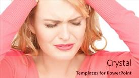  Presentation with bright white - Audience pleasing theme consisting of student feel bore - bright picture of unhappy woman backdrop and a coral colored foreground