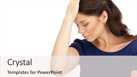  Presentation with bright white - Theme featuring student feel bore - bright picture of unhappy woman background and a  colored foreground