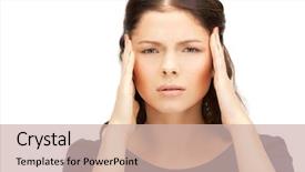  Presentation with bright white - Slide deck consisting of student feel bore - bright picture of unhappy woman background and a  colored foreground