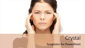  Presentation with bright white - Beautiful PPT theme featuring student feel bore - bright picture of unhappy woman backdrop and a  colored foreground