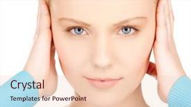  Presentation with holding hands - Slide deck with student feel bore - unhappy woman holding her head background and a  colored foreground