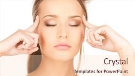  Presentation with holding hands - Colorful PPT theme enhanced with student feel bore - unhappy woman holding her head backdrop and a  colored foreground