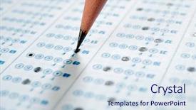  Presentation with test exam student - Slides having exam multiple choice - student filling out answers background and a sky blue colored foreground