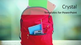  Presentation with carrying school bag - Audience pleasing PPT layouts consisting of student full color - red bag with school equipment backdrop and a mint green colored foreground