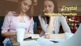  Presentation with teenage - Theme featuring student girl - teenage learners background and a tawny brown colored foreground