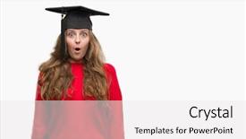  Presentation with graduation black graduate hat - Presentation theme with student girl - young blonde woman wearing graduation background and a  colored foreground