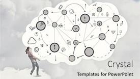  Presentation with student - Cool new PPT layouts with student girl carry in hands white cloud with connection lines backdrop and a white colored foreground