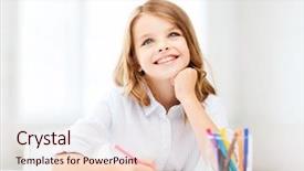  Presentation with creation - PPT layouts enhanced with student girl drawing and daydreaming background and a lemonade colored foreground