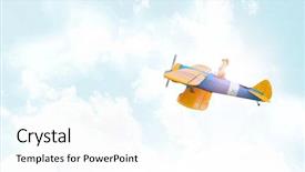  Presentation with airplane pilot - PPT layouts with student girl in old airplane background and a  colored foreground