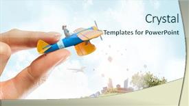  Presentation with airplane - Presentation theme featuring student girl in old airplane background and a  colored foreground