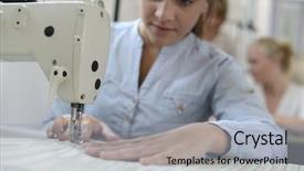  Presentation with sewing machine - PPT layouts having student girl in training class background and a light gray colored foreground