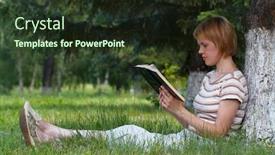  Presentation with student - PPT theme consisting of student-girl-out-doors background and a tawny brown colored foreground