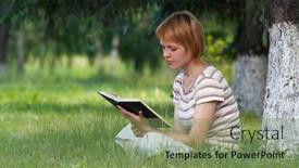  Presentation with student - Audience pleasing PPT theme consisting of student-girl-out-doors backdrop and a seafoam green colored foreground