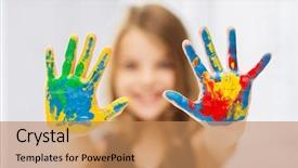  Presentation with colorful hands - Slide deck featuring mixed flower arrangement various flowers in different colors for a wedding background and a tawny brown colored foreground