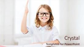  Presentation with education middle school arabic kids - Theme having student girl studying and raising background and a  colored foreground