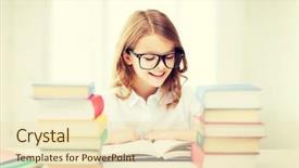  Presentation with education school literature reading - Theme having student girl studying and reading background and a lemonade colored foreground