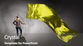  Presentation with flag - Beautiful PPT theme featuring student girl waving flag mixed backdrop and a dark gray colored foreground