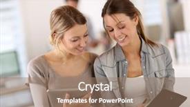  Presentation with internship - Amazing presentation theme having student girls doing internship in company backdrop and a coral colored foreground