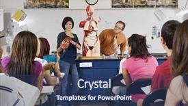  Presentation with science - Beautiful PPT layouts featuring student giving presentation in science backdrop and a ocean colored foreground