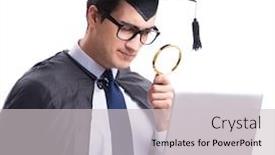  Presentation with student - PPT layouts with student graduate isolated on white background background and a light gray colored foreground