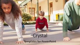  Presentation with summer camp - Slide set having student group at summer camp background and a soft green colored foreground