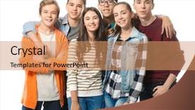  Presentation with muslim teenagers - Presentation design with student growth - group of cute teenagers background and a coral colored foreground