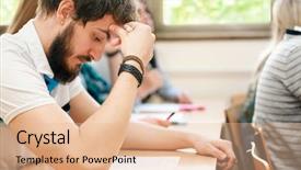  Presentation with test exam student - Slides with student have difficult test background and a lemonade colored foreground