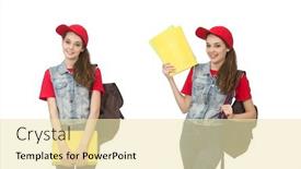  Presentation with books - PPT theme enhanced with student-holding-books-isolated background and a soft green colored foreground