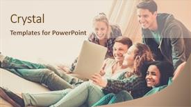  Presentation with focus group hands taking notes - Beautiful PPT theme featuring student housing - group of young friends taking backdrop and a lemonade colored foreground