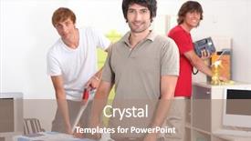  Presentation with student housing - Theme enhanced with student housing - guys cleaning background and a  colored foreground